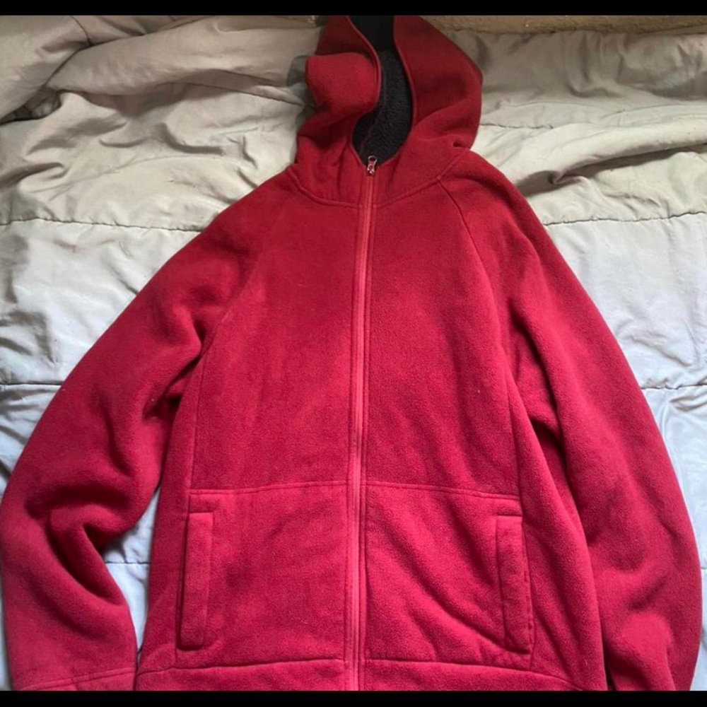 Faded Glory Red Fleece Zip-Up Hoodie